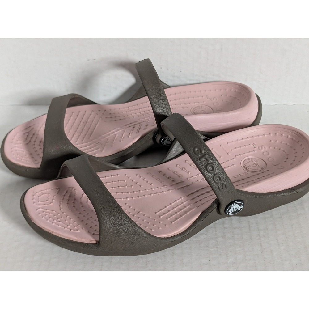 Crocs Women's Size 6 Brown Pink Strappy Sandals Comfort Casual Shoes